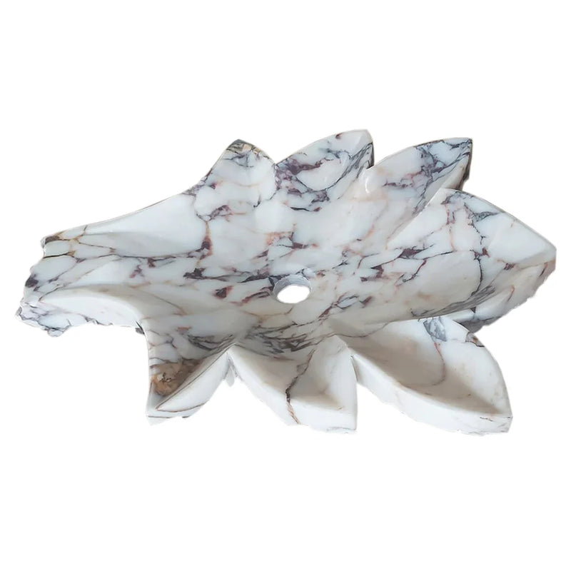Calacatta Viola Marble Leaf Design Above Vanity Bathroom Sink Honed by GobekDesign
