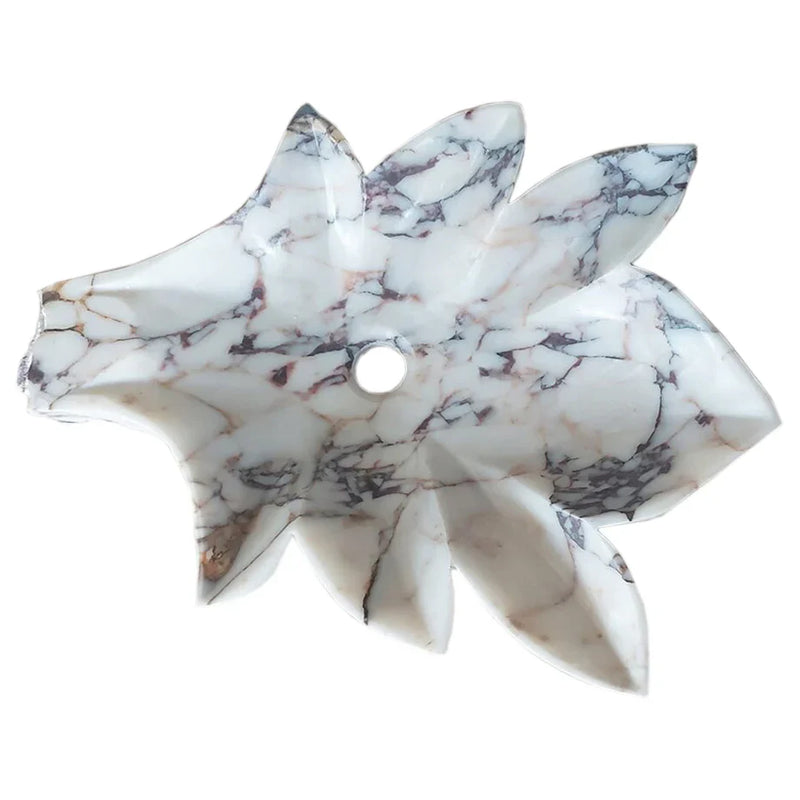Calacatta Viola Marble Leaf Design Above Vanity Bathroom Sink Honed by GobekDesign
