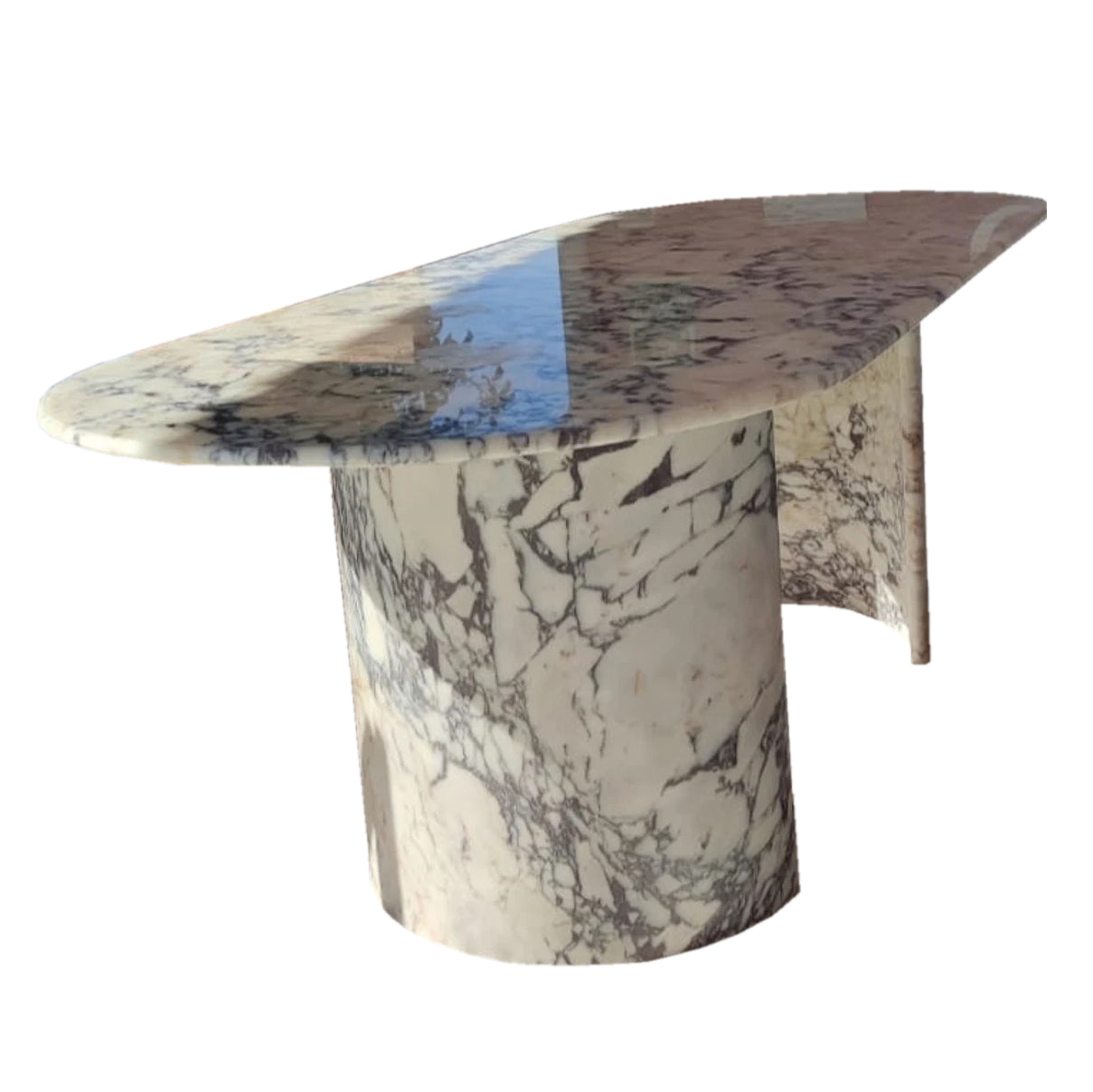 Calacatta Viola Marble Oval Dining Table with C Shape Marble Legs Polished (W)36" (L)88" (H)29" by GobekDesign