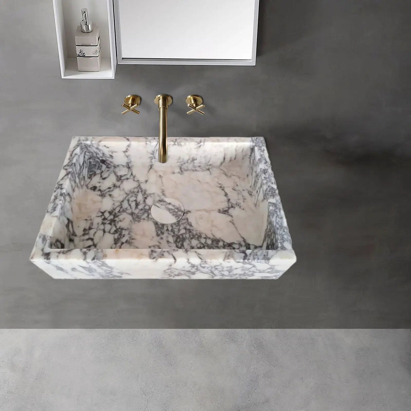 Calacatta Viola Marble Wall-mount Bathroom Sink 14x18 - Honed by GobekDesign