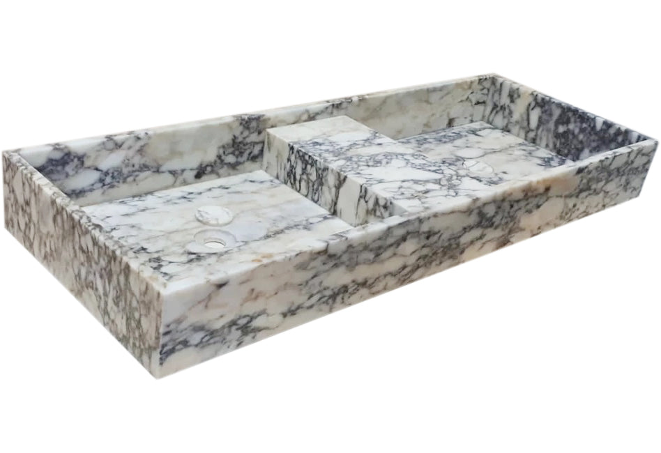 Calacatta Viola Marble Double Bathroom Sink Polished (W)19" (L)53" (H)6" by GobekDesign
