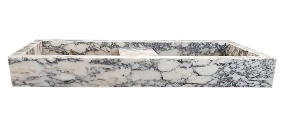 Calacatta Viola Marble Double Bathroom Sink 19x53x6 Polished by GobekDesign