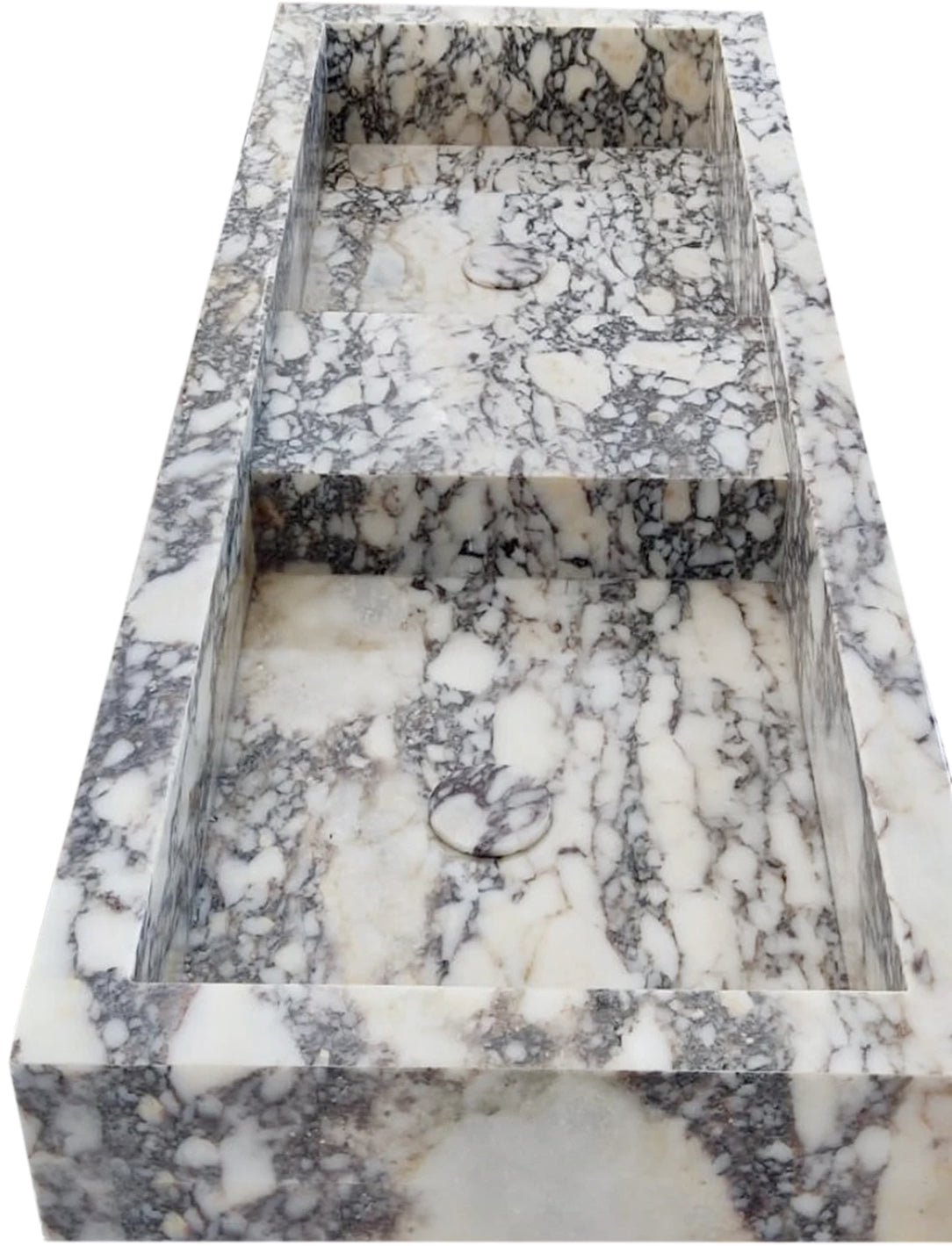 Calacatta Viola Marble Double Bathroom Sink Polished (W)19" (L)53" (H)6" by GobekDesign