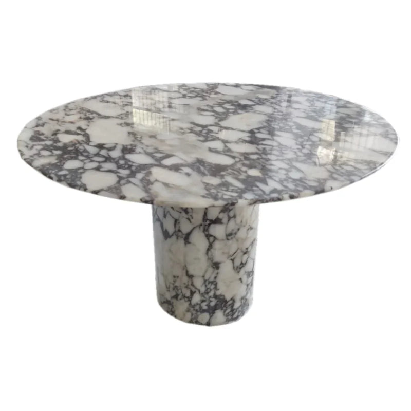 Calacatta Viola Marble Round Dining Table with Round Marble Legs (D)48" (H)30" by GobekDesign