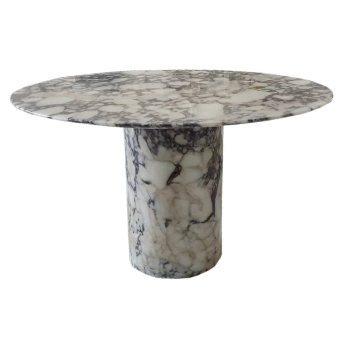 Calacatta Viola Marble Round Dining Table with Round Marble Legs (D)48" (H)30" by GobekDesign
