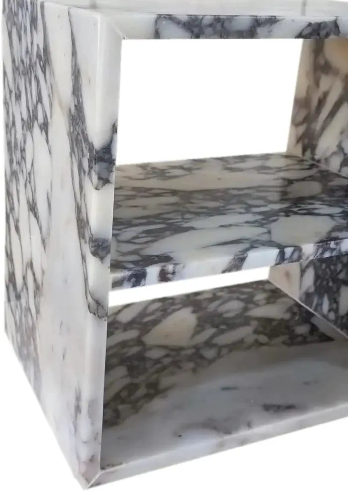 Calacatta Viola Marble End Table Nightstand Polished 14x18x18 by GobekDesign