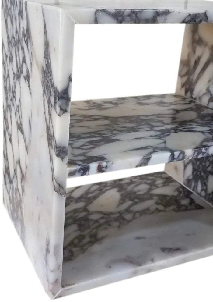 Calacatta Viola Marble End/Side Table, Nightstand Polished (W)14" (L)18" (H)18" by GobekDesign
