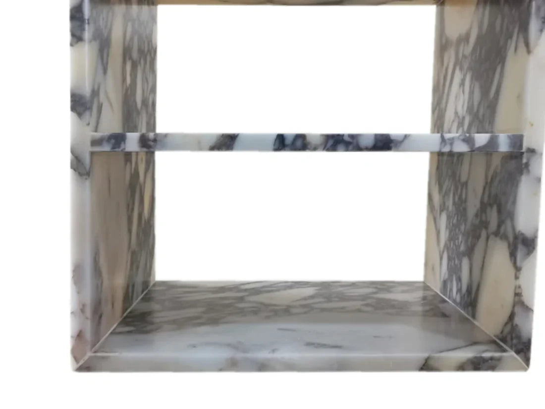 Calacatta Viola Marble End/Side Table, Nightstand Polished (W)14" (L)18" (H)18" by GobekDesign