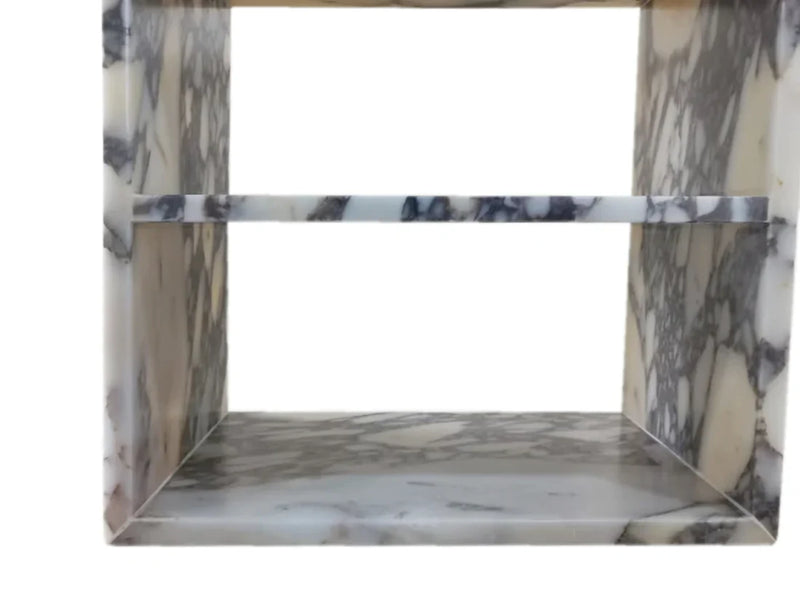 Calacatta Viola Marble End/Side Table, Nightstand Polished (W)14" (L)18" (H)18" by GobekDesign
