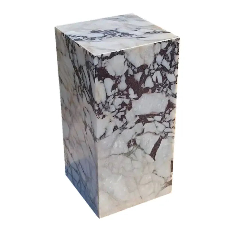 Calacatta Viola Marble Cube Design Modern Polished End Table Nightstand 14x14x24 by GobekDesign