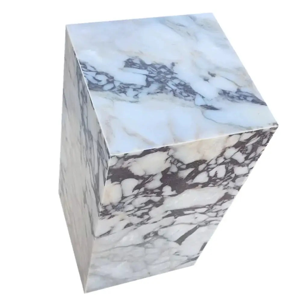 Calacatta Viola Marble Cube Design Modern Polished End Table Nightstand 14x14x24 by GobekDesign