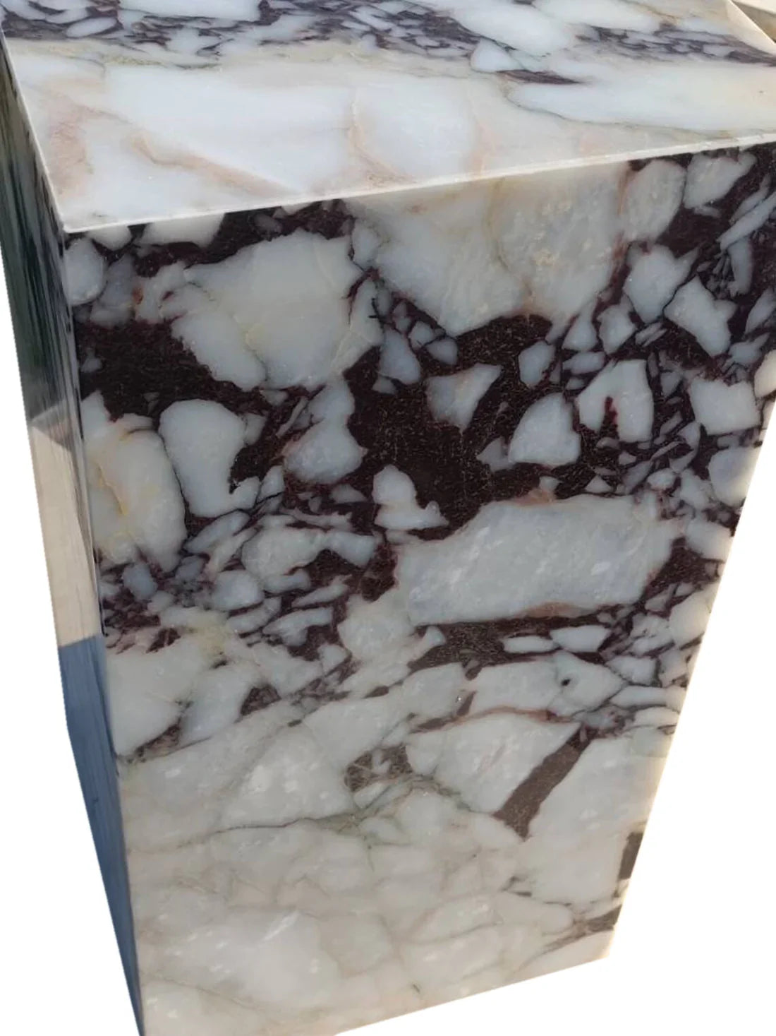 Calacatta Viola Marble Cube Design End/Side Table, Nightstand Polished (W)14" (L)14" (H)24" by GobekDesign