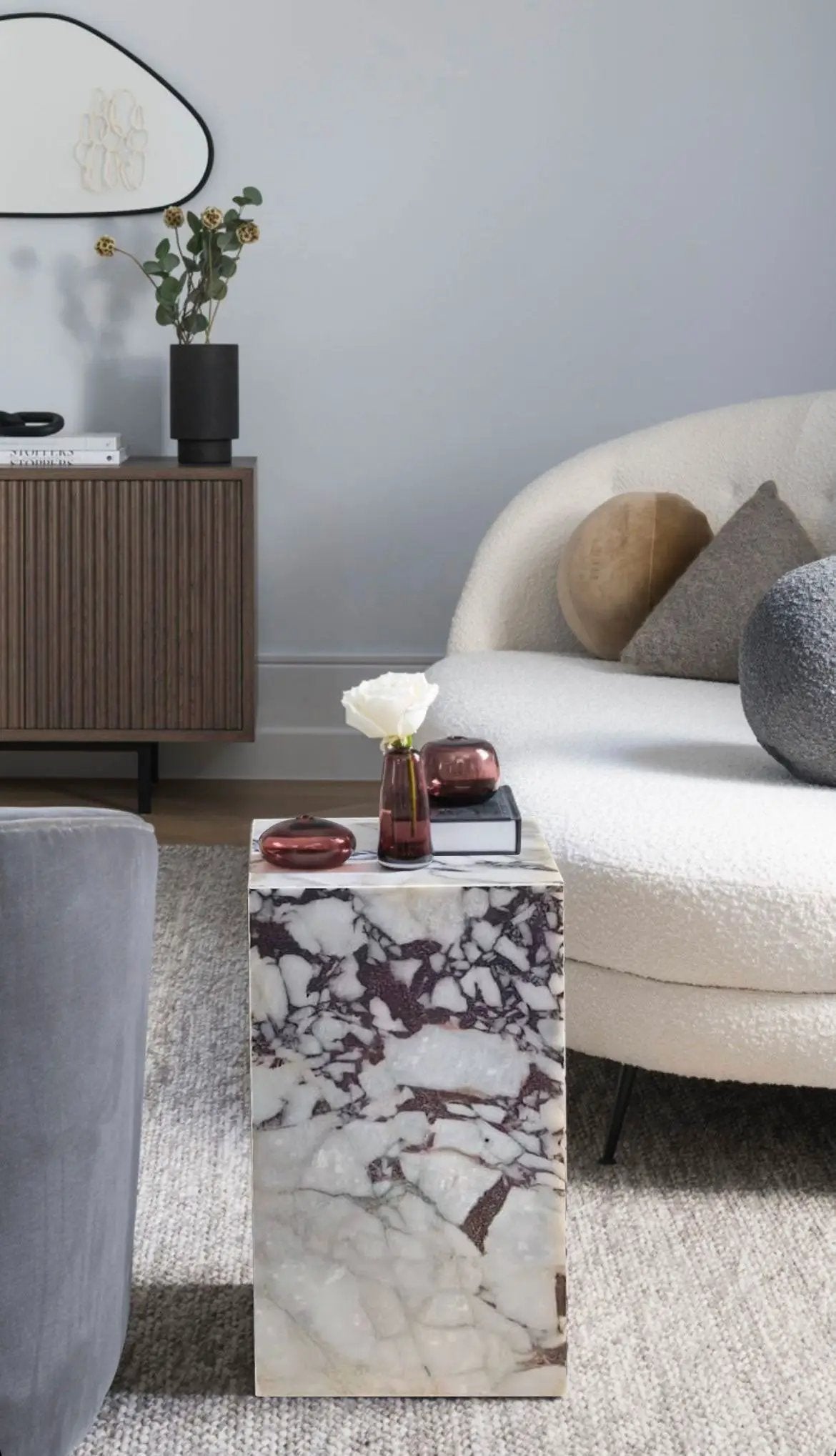 Calacatta Viola Marble Cube Design Modern Polished End Table Nightstand 14x14x24 by GobekDesign