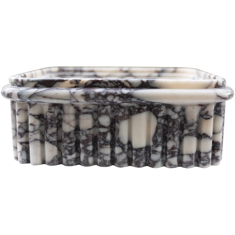 Calacatta Viola Marble Rectangular Ribbed Bathroom Sink (W)16" (L)16" (H)6" by GobekDesign
