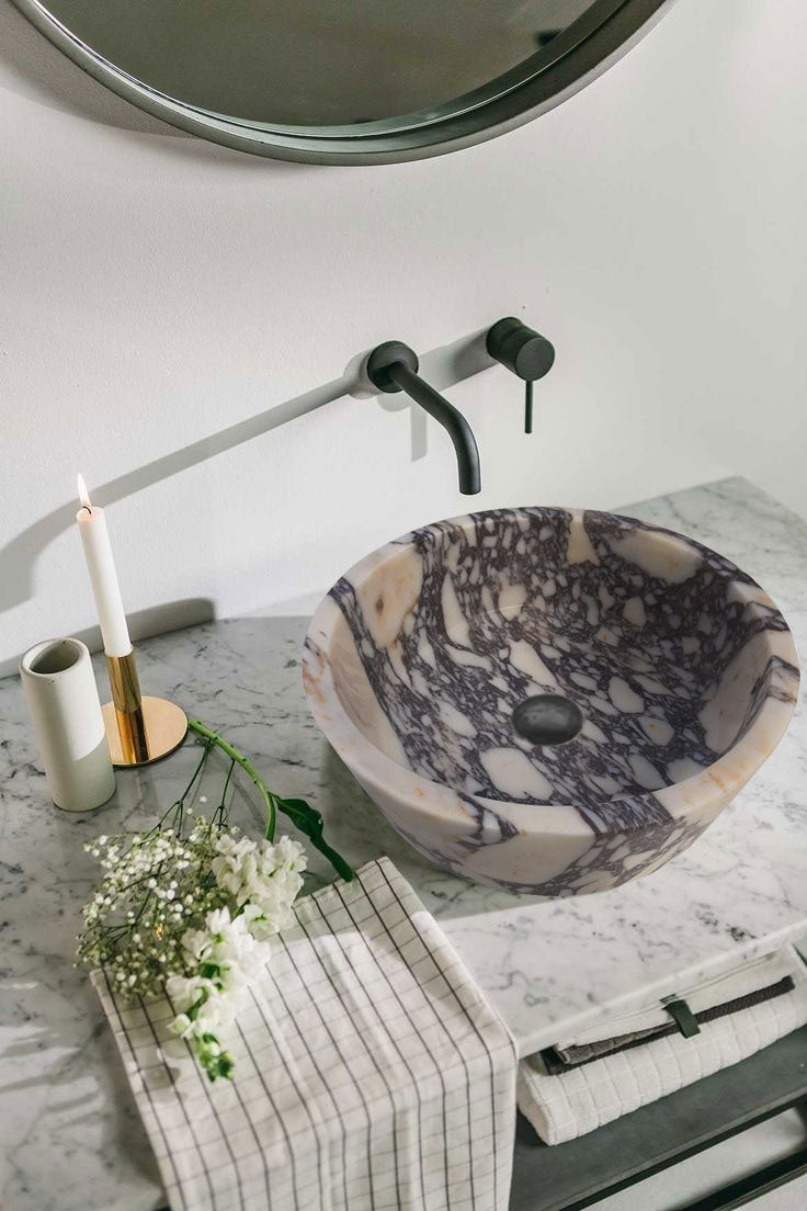 Calacatta Viola Marble Tapered Above Vanity Bathroom Sink Honed/Matte (D)16" (H)6" by GobekDesign