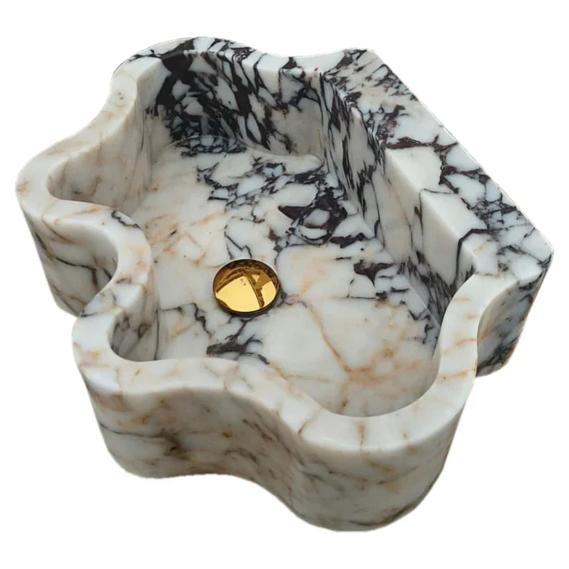 Calacatta Viola Marble Wall-mount Bathroom Sink Wavy Edges (W)16" (L)21" (H)6" by GobekDesign