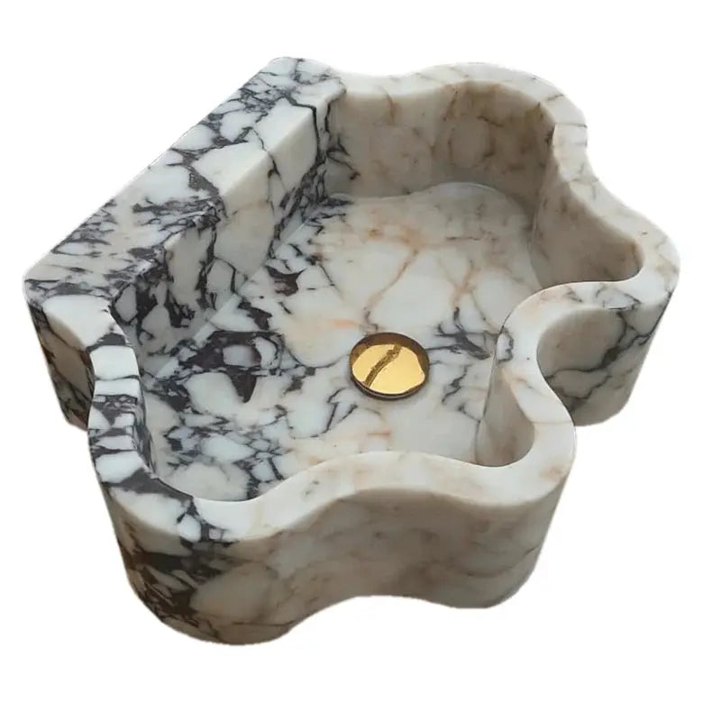 Calacatta Viola Marble Wall Mount Bathroom Sink - Wavy Edge 16x21x6 by GobekDesign
