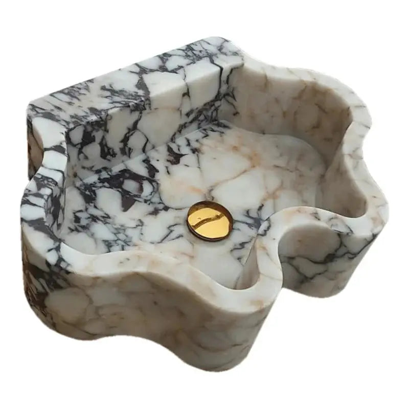 Calacatta Viola Marble Wall Mount Bathroom Sink - Wavy Edge 16x21x6 by GobekDesign