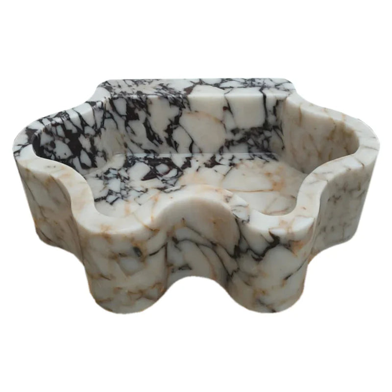 Calacatta Viola Marble Wall-mount Bathroom Sink Wavy Edges (W)16" (L)21" (H)6" by GobekDesign