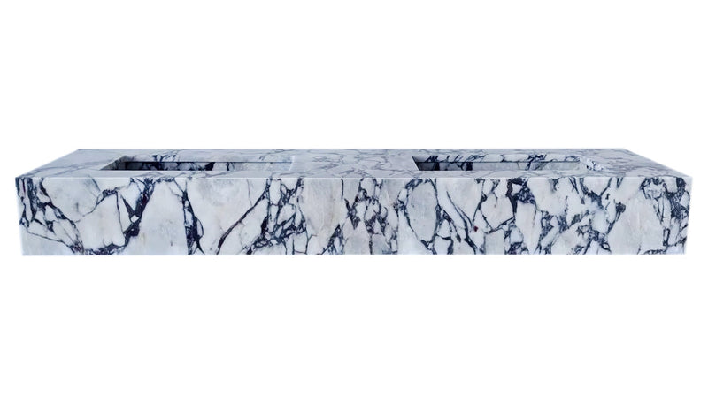 Calacatta Viola Marble Bathroom Double Sink Vanity (W)22" (L)67" (H)8" Polished front view
