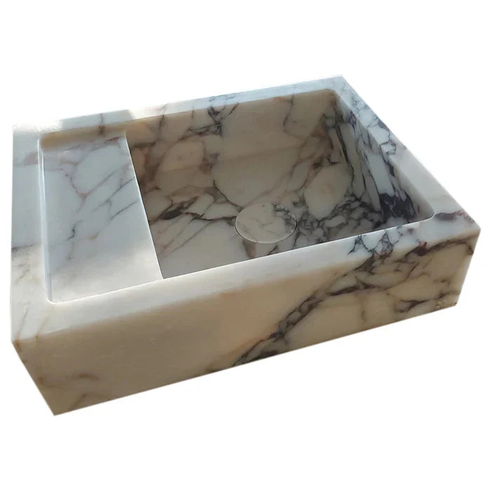 Calacatta Viola Marble Wall-mount Bathroom Sink (W)14" (L)18" (H)5" by GobekDesign