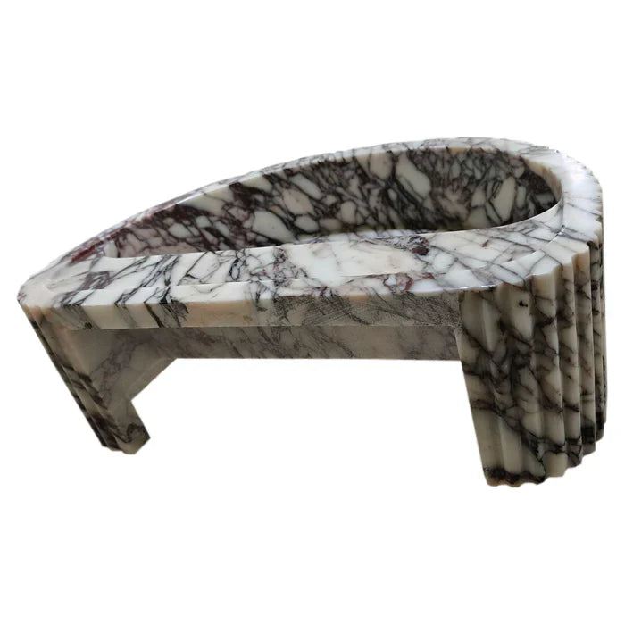 Calacatta Viola Marble Wall-Mount Fluted Half-Round Bathroom Sink (W)16" (L)24" (H)8" by GobekDesign