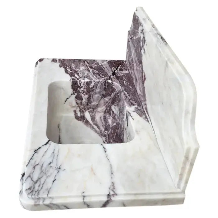 Calacatta Viola Marble Wall-Mount Bathroom Sink - Handcrafted 10 Inch Backsplash 30x16 by GobekDesign