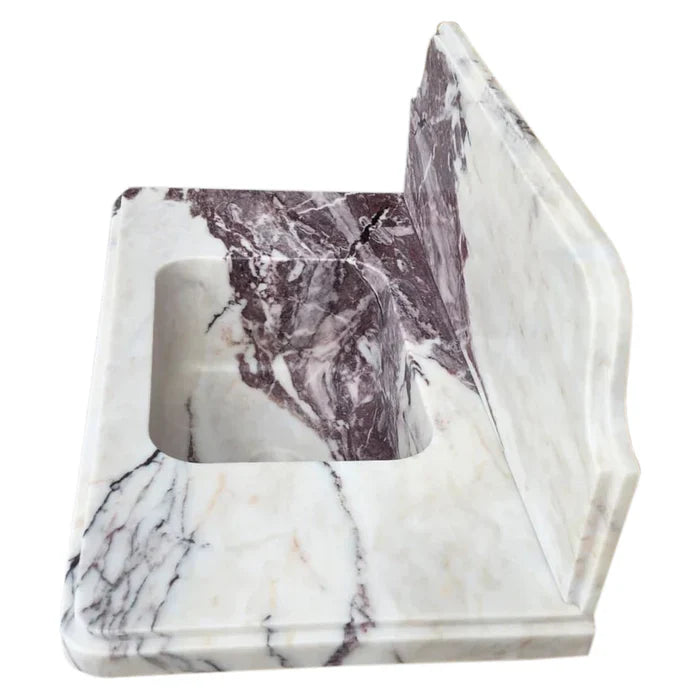 Calacatta Viola Marble Wall-mount Bathroom Sink with 10" Backsplash (W)16" (L)30" (H)8" by GobekDesign