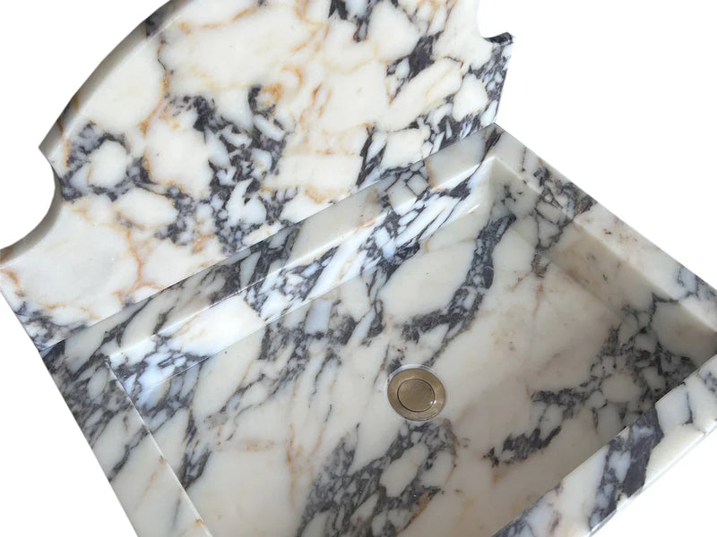 Calacatta Viola Marble Wall-Mount Bathroom Sink with Backsplash (W)18" (L)24" (H)6" by GobekDesign