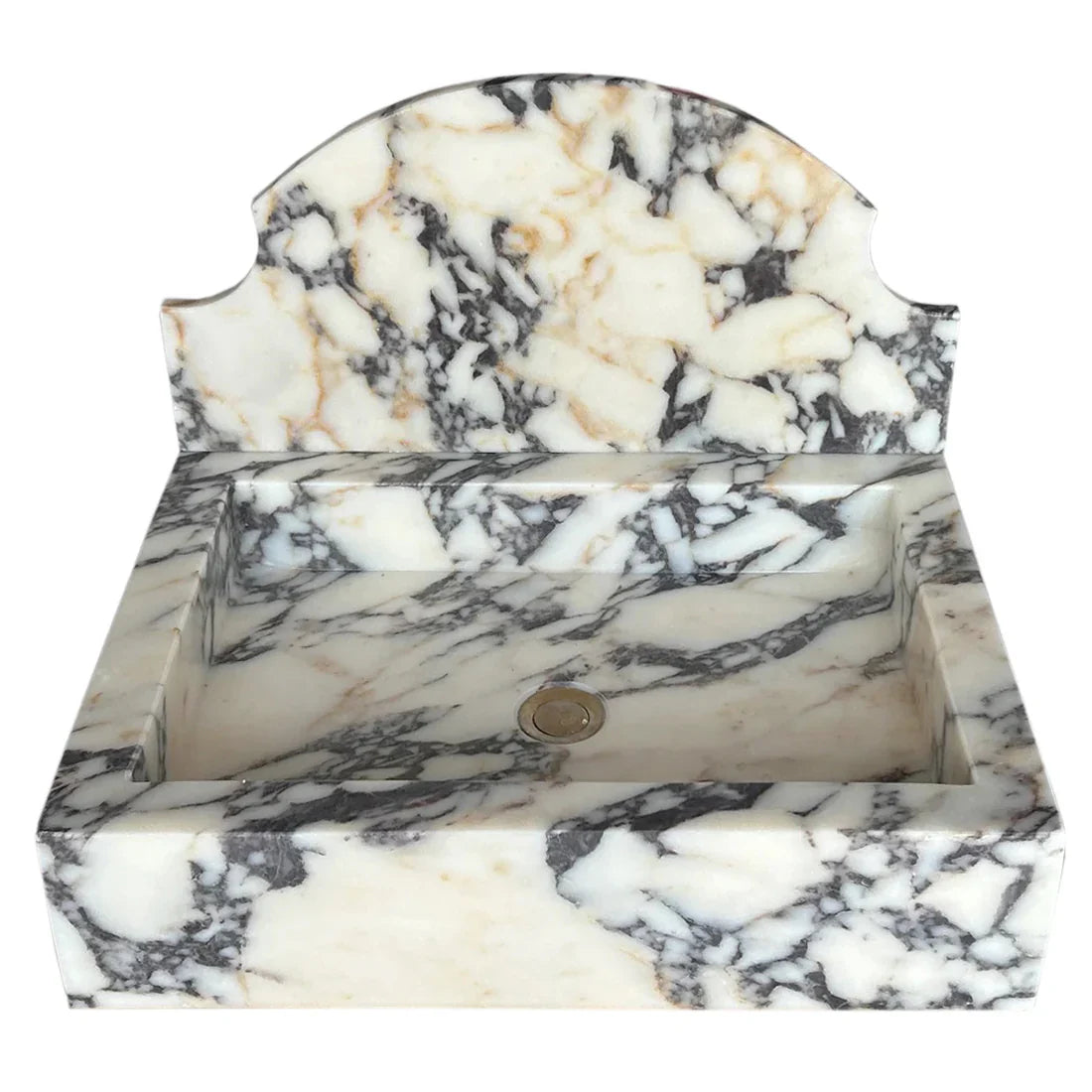 Calacatta Viola Marble Wall-Mount Bathroom Sink with Backsplash (W)18" (L)24" (H)6" by GobekDesign