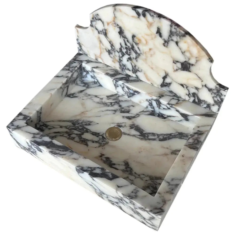 Calacatta Viola Marble Wall-Mount Bathroom Sink 18x24 Backsplash by GobekDesign