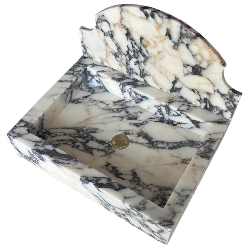 Calacatta Viola Marble Wall-Mount Bathroom Sink with Backsplash (W)18" (L)24" (H)6" by GobekDesign