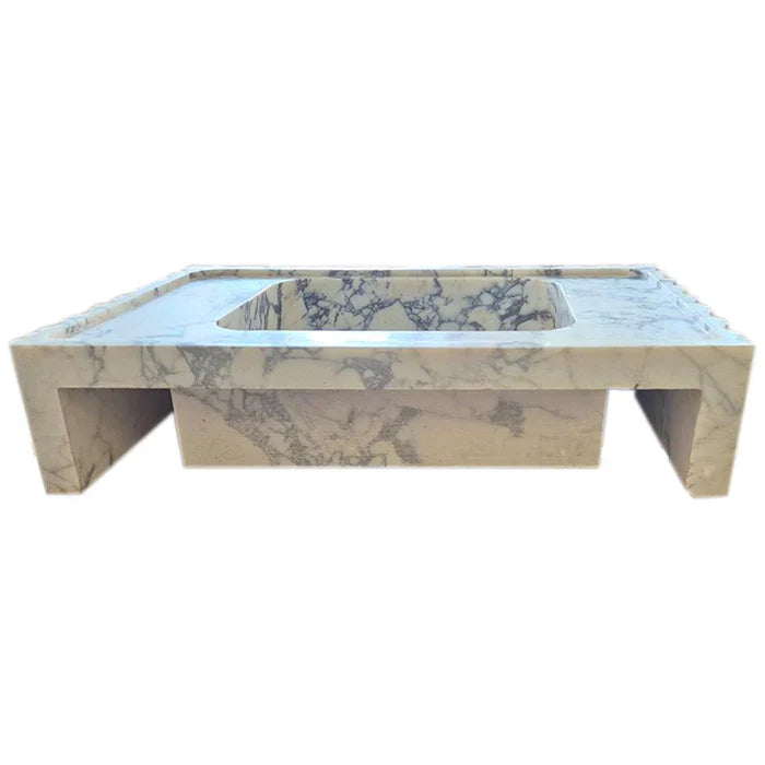 Calacatta Viola Marble Wall-mount Bathroom Vanity Sink U form Fluted (W)18" (L)28" (H)6" by GobekDesign