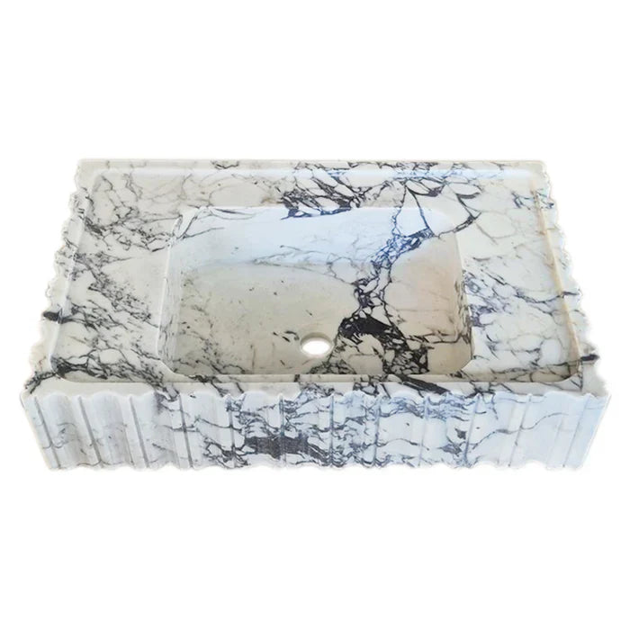 Calacatta Viola Marble Wall-mount Bathroom Vanity Sink U form Fluted (W)18" (L)28" (H)6" by GobekDesign