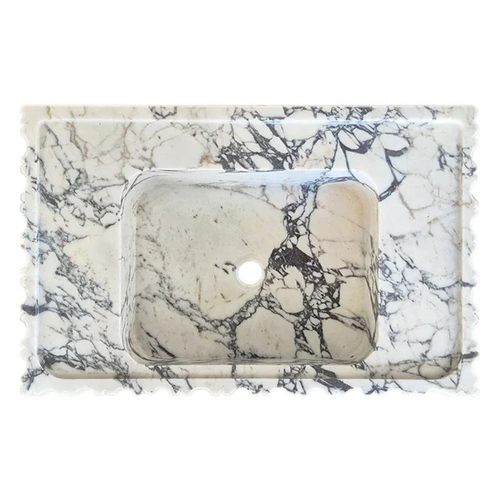 Calacatta Viola Marble Wall-mount Bathroom Vanity Sink U form Fluted (W)18" (L)28" (H)6" by GobekDesign