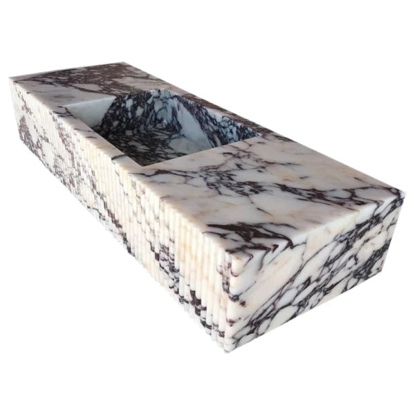 Calacatta Viola Marble Wall-Mount Vanity Sink 20x56, angled view