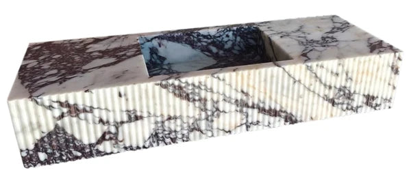Calacatta Viola Marble Wall-Mount Vanity Sink 20x56, angled view