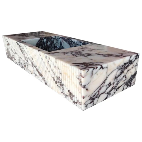 Calacatta Viola Marble Wall-Mount Vanity Sink 20x56, profile view