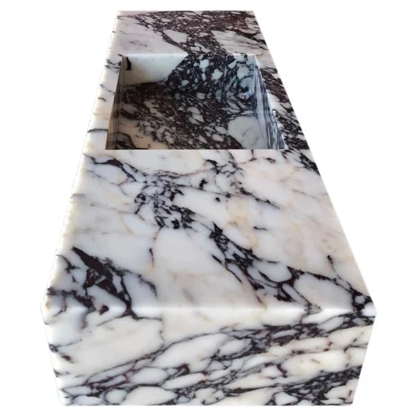 Calacatta Viola Marble Wall-Mount Vanity Sink 20x56, side view