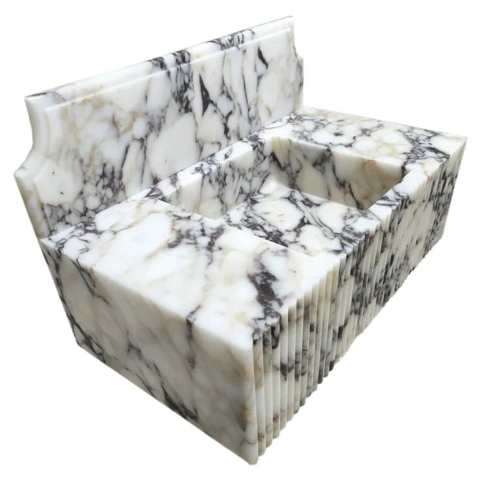 Calacatta Viola Marble Wall-mount Bathroom Vanity Sink Fluted Front (W)21" (L)37" (H)12" by GobekDesign