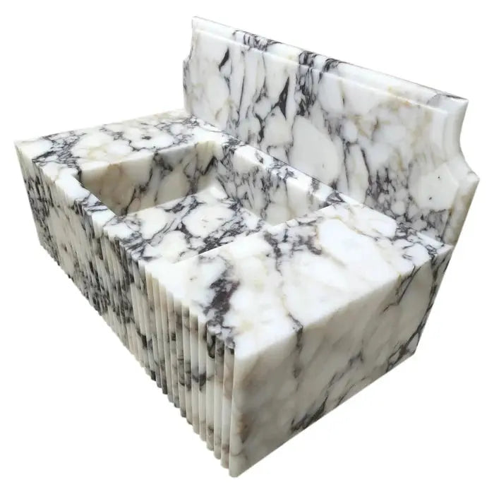 Calacatta Viola Marble Wall Mount Bathroom Vanity Sink - Fluted 21x37 by GobekDesign