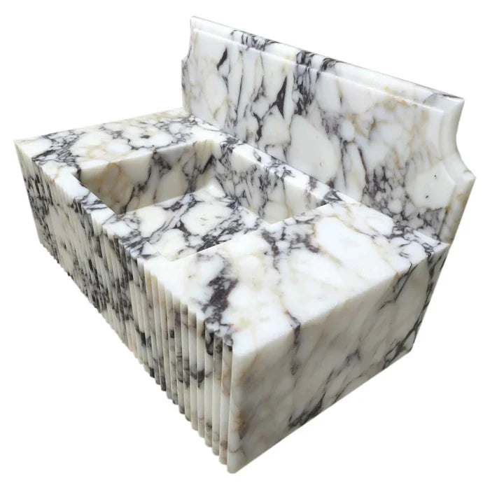 Calacatta Viola Marble Wall-mount Bathroom Vanity Sink Fluted Front (W)21" (L)37" (H)12" by GobekDesign