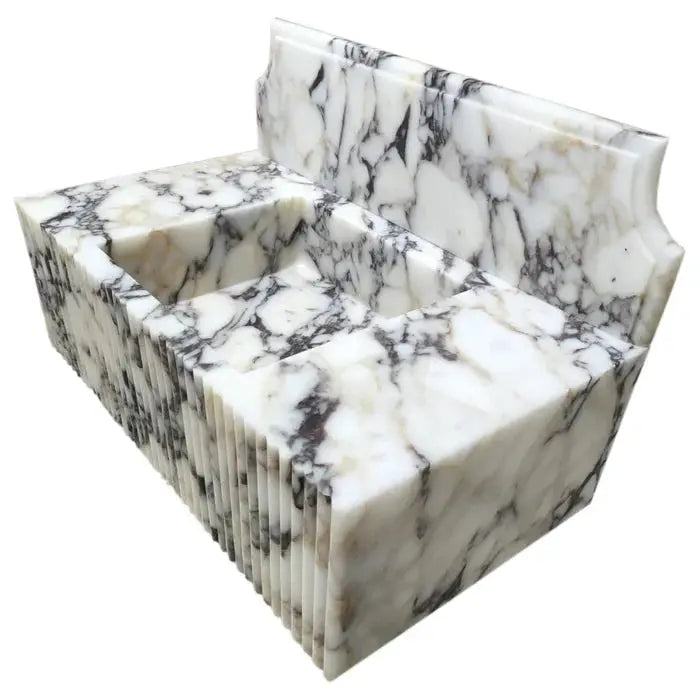 Calacatta Viola Marble Wall Mount Bathroom Vanity Sink - Fluted 21x37 by GobekDesign