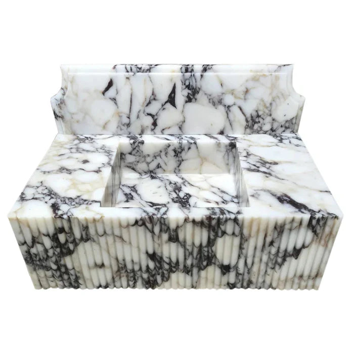 Calacatta Viola Marble Wall-mount Bathroom Vanity Sink Fluted Front (W)21" (L)37" (H)12" by GobekDesign
