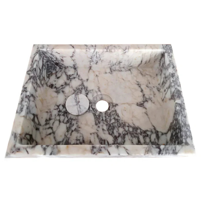 Calacatta Viola Marble Rectangular Wall-mount Bathroom Sink Drain Cap (W)14" (L)18" (H)5" by GobekDesign
