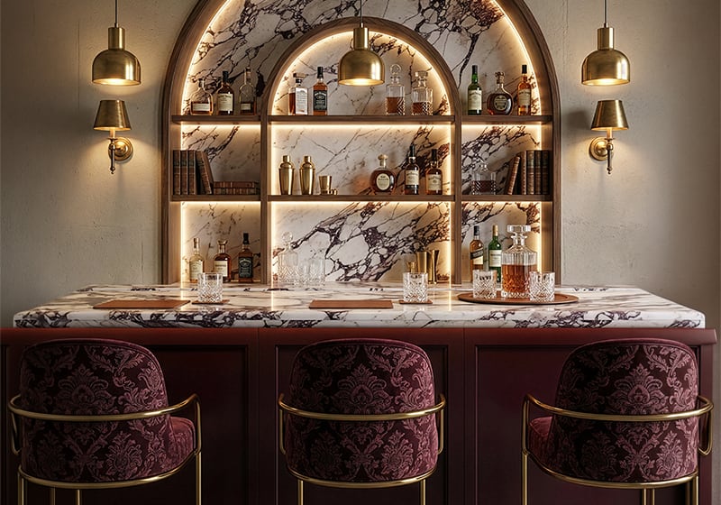 Calacatta Viola Polished Marble Slab Random room scene 5