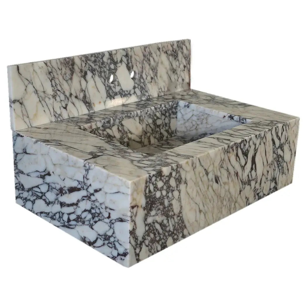 Calacatta Viola Marble Wall Mount Sink 21x34 - 8 inch Backsplash by GobekDesign