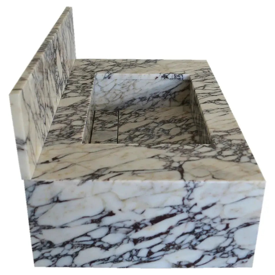 Calacatta Viola Marble Wall Mount Sink 21x34 - 8 inch Backsplash by GobekDesign