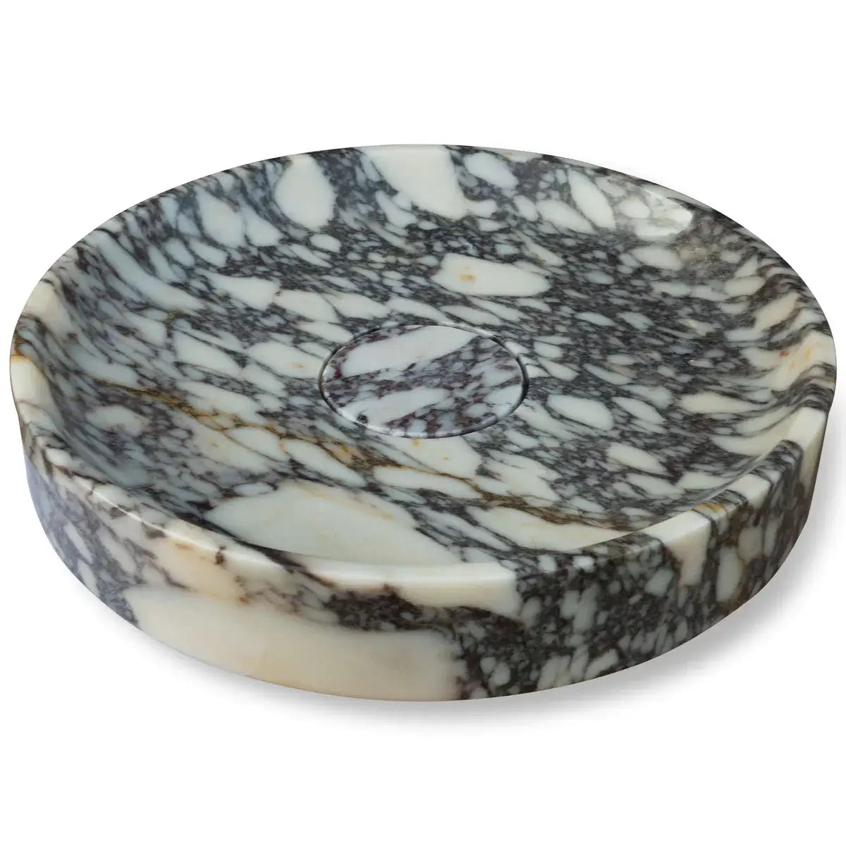 Calacatta Viola Marble Hand Sculpted Round Vessel Sink - Polished Finish 15.5x4.5 by GobekDesign