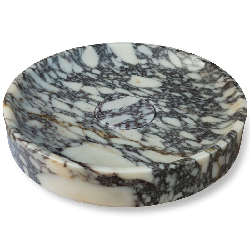 Calacatta Viola Marble Natural Stone Round Above Vanity Bathroom Sink Polished (D)15.5" (H)4.5" by GobekDesign